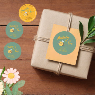 Waterverf genderneutraal Mama naar Bee baby shower Ronde Sticker
