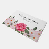 Waterverf Gentle Pink White Roses Illustration Deurmat (Schuin)
