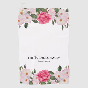 Waterverf Gentle Pink White Roses Illustration Golfhanddoek