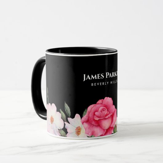 Waterverf Gentle Pink White Roses Illustration Mok (Voorkant links)
