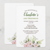 Waterverf Gentle White Calla Birthday Uitnodiging (Voorkant / Achterkant)