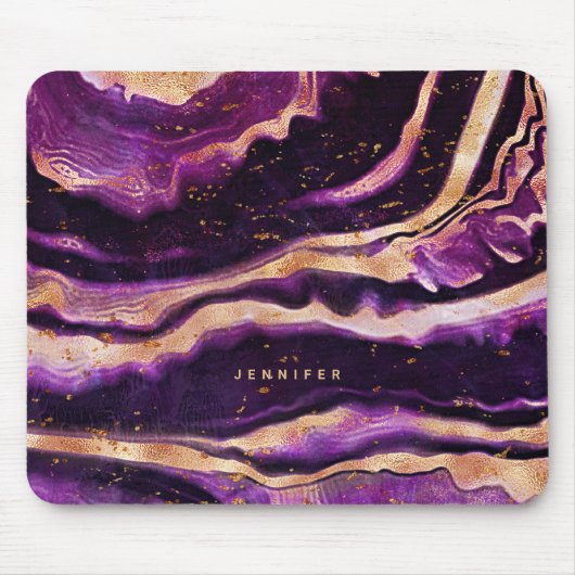 Waterverf Geode Paars Roze Gold Abstract Agate Muismat (Voorkant)