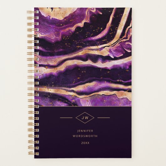 Waterverf Geode Paars Roze Gold Abstract Agate Planner (Voorkant)