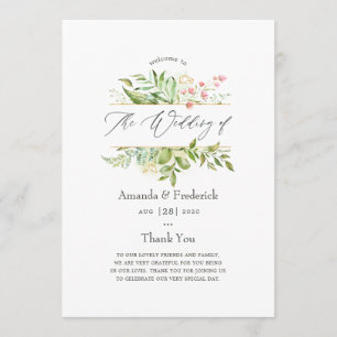Waterverf Geometric Crystal Greenery Wedding Programma