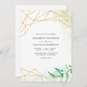 Waterverf Geometric Crystal Wedding Kaart