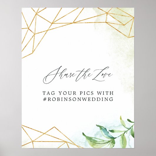 Waterverf Geometric Crystal Wedding Poster (Voorkant)