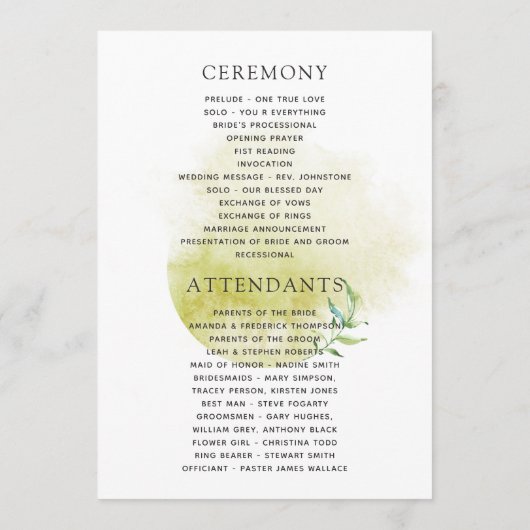 Waterverf Geometric Crystal Wedding Programma (Achterkant)