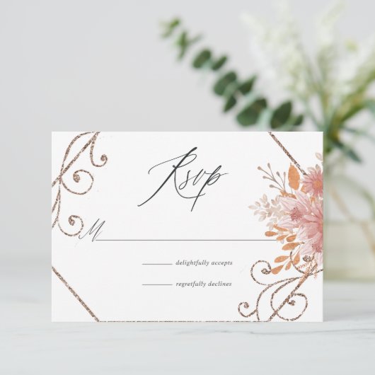 Waterverf Geometric Terracotta Wedding RSVP Kaartje (Staand voorkant)