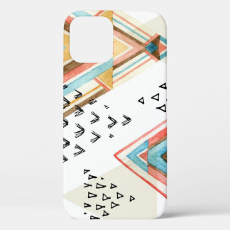 Waterverf Geometrisch Naadloos: Tribal Style. iPhone 12 Hoesje
