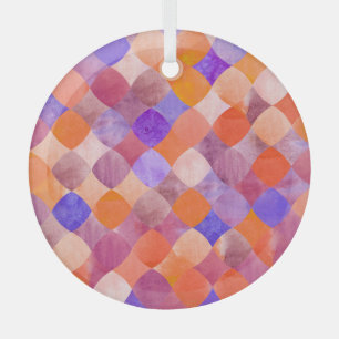 Waterverf geometrische, Arabische visschalen. Glas Ornament