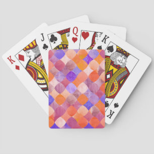 Waterverf geometrische, Arabische visschalen. Pokerkaarten
