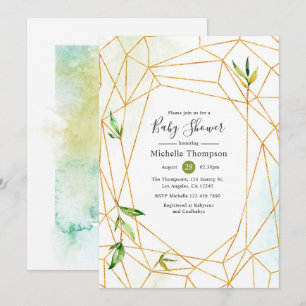 Waterverf Geometrische Crystal Green Baby shower Kaart
