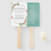 Waterverf Geometrische Eucalyptuskerstbruiloft Handwaaier (Voorkant en achterkant)