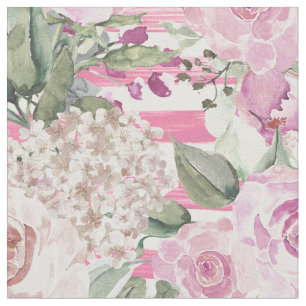 Waterverf geometrische pastel groene roze florale stof
