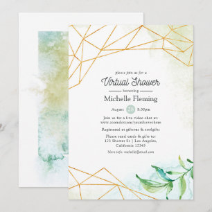 Waterverf Geometrische virtuele Baby of Vrijgezell Kaart