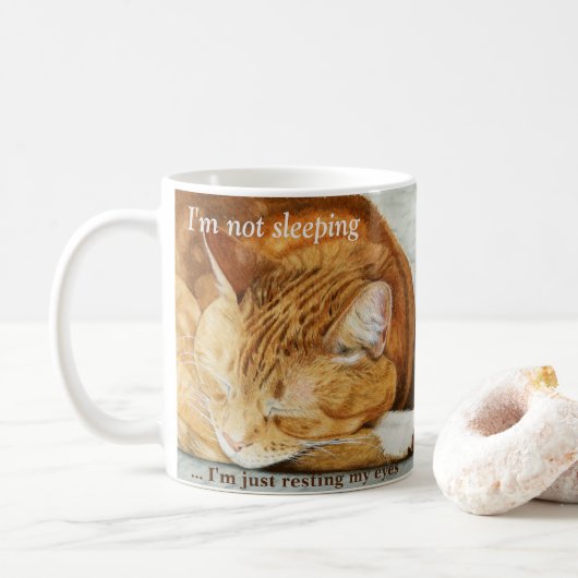 Waterverf Gepersonaliseerde Ginger Cat Mok (Met donut)
