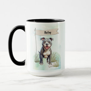 Waterverf Gepersonaliseerde Hond Pit Bull Terrier Mok
