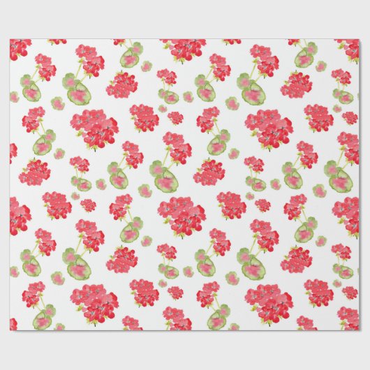 Waterverf Geraniums Pattern Cadeaupapier (Vlak)
