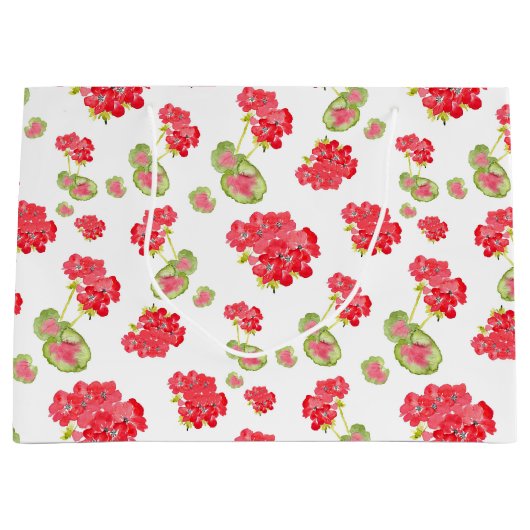 Waterverf Geraniums Pattern Groot Cadeauzakje (Voorkant)