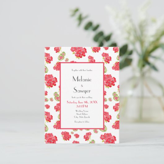 Waterverf Geraniums Pattern Kaart (Staand voorkant)