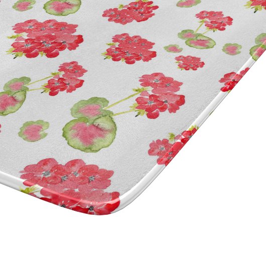 Waterverf Geraniums Pattern Snijplank (Hoek)