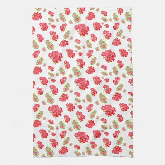 Waterverf Geraniums Pattern Theedoek (Verticaal)