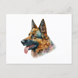 Waterverf German Shepherd Briefkaart