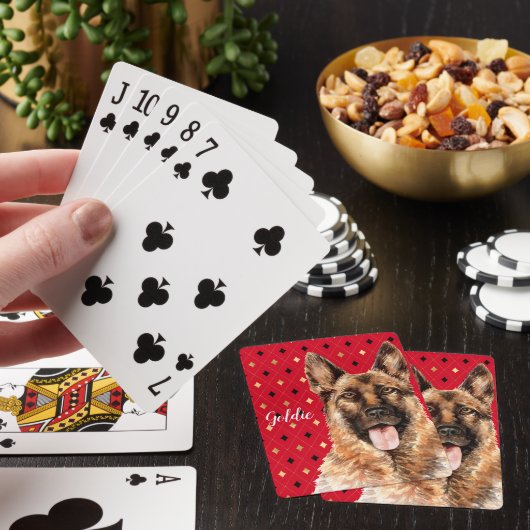 Waterverf German Shepherd Dog Personalized Pokerkaarten (Insitu)