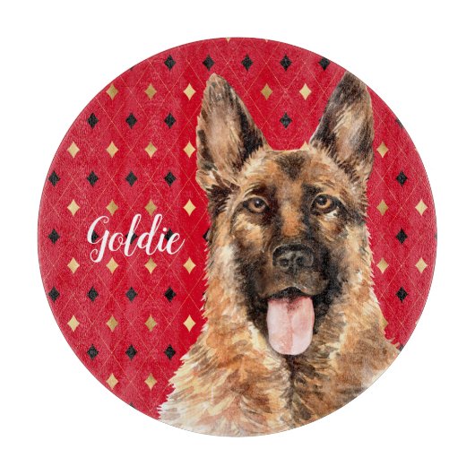 Waterverf German Shepherd Dog Personalized Snijplank (Voorkant)