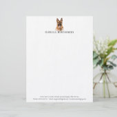 Waterverf German Shepherd Letterhead Briefhoofd (Staand voorkant)