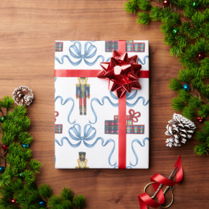 Waterverf geruit notenkraker beer monogram wapensc cadeaupapier