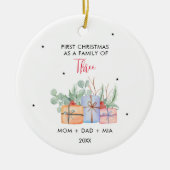 Waterverf Geschenktassen & Eerste Familie van Drie Keramisch Ornament (Voorkant)