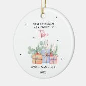 Waterverf Geschenktassen & Eerste Familie van Drie Keramisch Ornament (Links)