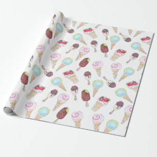 Waterverf geschetste cartoo van het dessert cadeaupapier