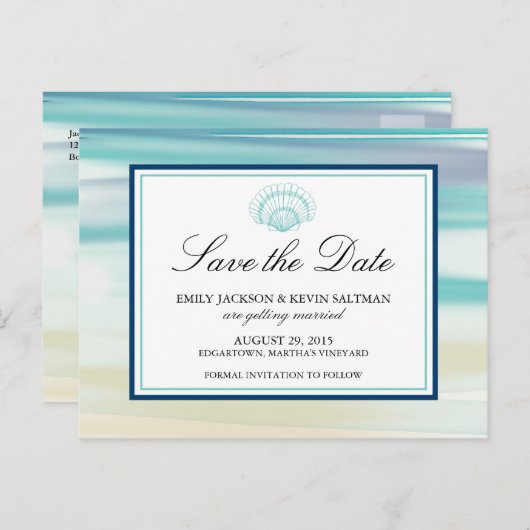 Waterverf Geschikt Shell sparen de Datum Aankondigingskaart (Voorkant / Achterkant)