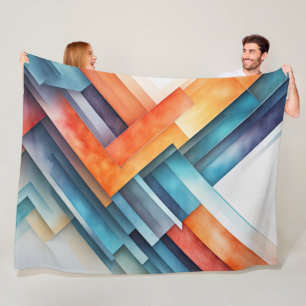 Waterverf geschilderd Abstract geometrisch patroon Fleece Deken