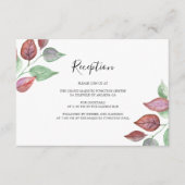 Waterverf geschilderd bordeaux blad bruiloft recep informatiekaartje (Voorkant)