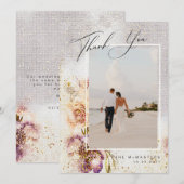 Waterverf geschilderd Floral Canvas bruiloft Bedankkaart (Voorkant / Achterkant)
