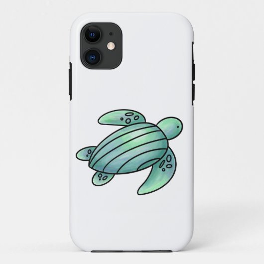 waterverf geschilderd zeeen schildpad cartoon blau Case-Mate iPhone case (Achterkant)