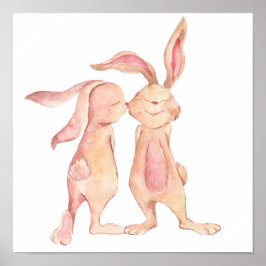 Waterverf Geschilderde Bunny Rabbit Love Cute Poster