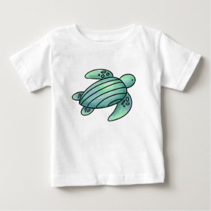 waterverf geschilderde zeeschildpad cartoon blauw