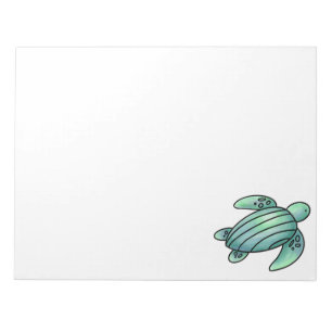 waterverf geschilderde zeeschildpad cartoon blauw  notitieblok