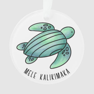 waterverf geschilderde zeeschildpad cartoon blauw ornament