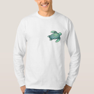 waterverf geschilderde zeeschildpad cartoon blauw t-shirt