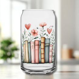 Waterverf gestapelde boeken met naam blikvorm glas