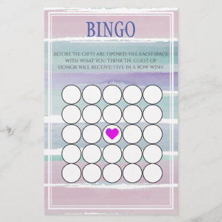 Waterverf Gestreepte Baby shower Bingo