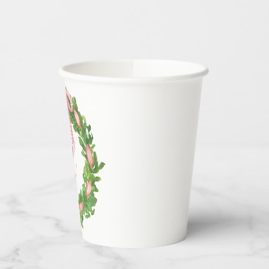 Waterverf Gestreepte Boog krans Kerstmis Monogram Papieren Bekers (Links)