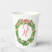 Waterverf Gestreepte Boog krans Kerstmis Monogram Papieren Bekers (Voorkant)