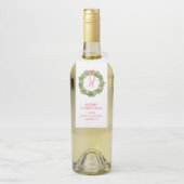 Waterverf Gestreepte Bow Wreath Monogram Kerst Flessenhanger (Op fles)