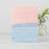 Waterverf getextureerd baby shower roze blauw kaart (Staand voorkant)